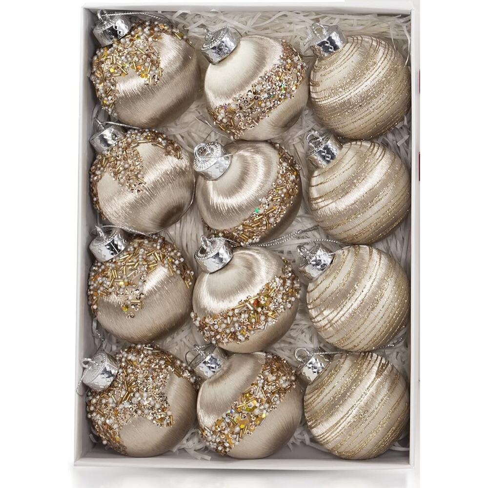 Satin Christmas Balls Ornaments, Silk Christmas Hanging Ball Decorations, 12Pcs